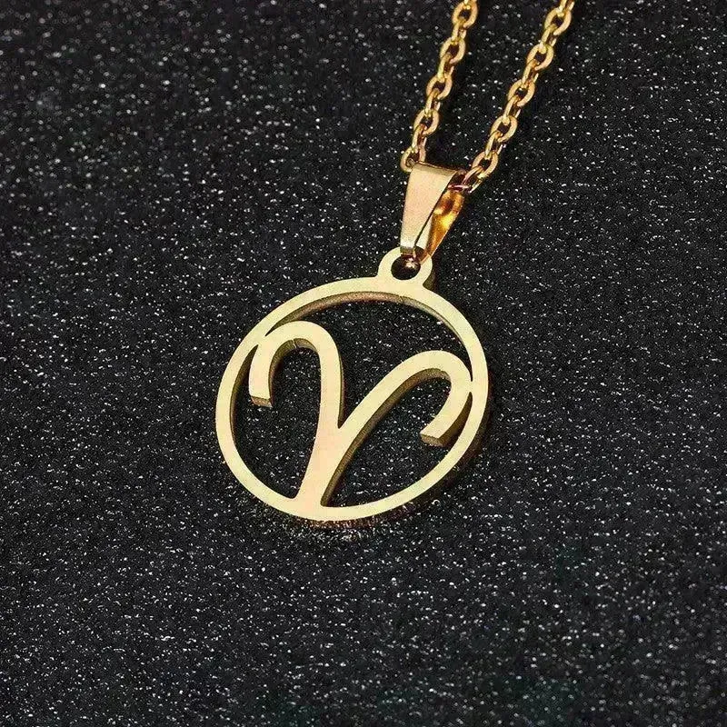 12 Constellation Necklace Accessories Stainless Steel Necklace