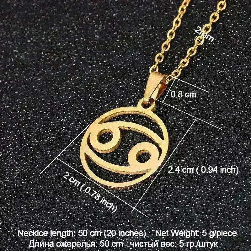12 Constellation Necklace Accessories Stainless Steel Necklace
