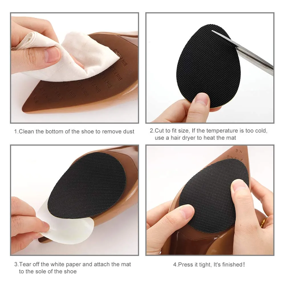 12PCS Non-Slip Shoe Pads for Bottom of Shoes, Premium Rubber Self Adhesive Anti-Slip Shoe Grips Stickers, High Heels Non-Skid Sole Protector 12 Count (Pack of 1) Black