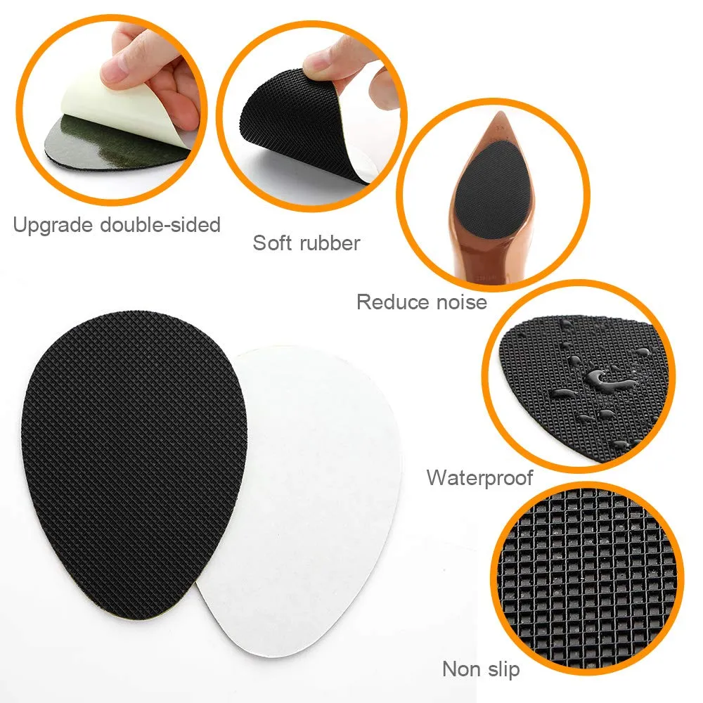 12PCS Non-Slip Shoe Pads for Bottom of Shoes, Premium Rubber Self Adhesive Anti-Slip Shoe Grips Stickers, High Heels Non-Skid Sole Protector 12 Count (Pack of 1) Black