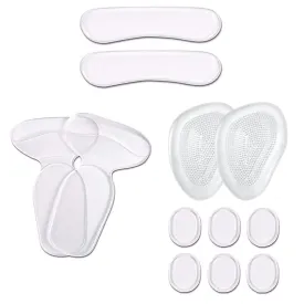 12PCS Self Adhesive Silicone Anti Slip High Heel Pads High Heel Pads Heel Inserts for Women to Prevent Blisters, Transparent