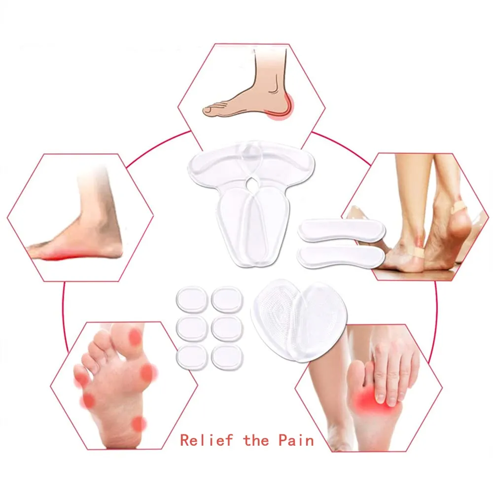 12PCS Self Adhesive Silicone Anti Slip High Heel Pads High Heel Pads Heel Inserts for Women to Prevent Blisters, Transparent