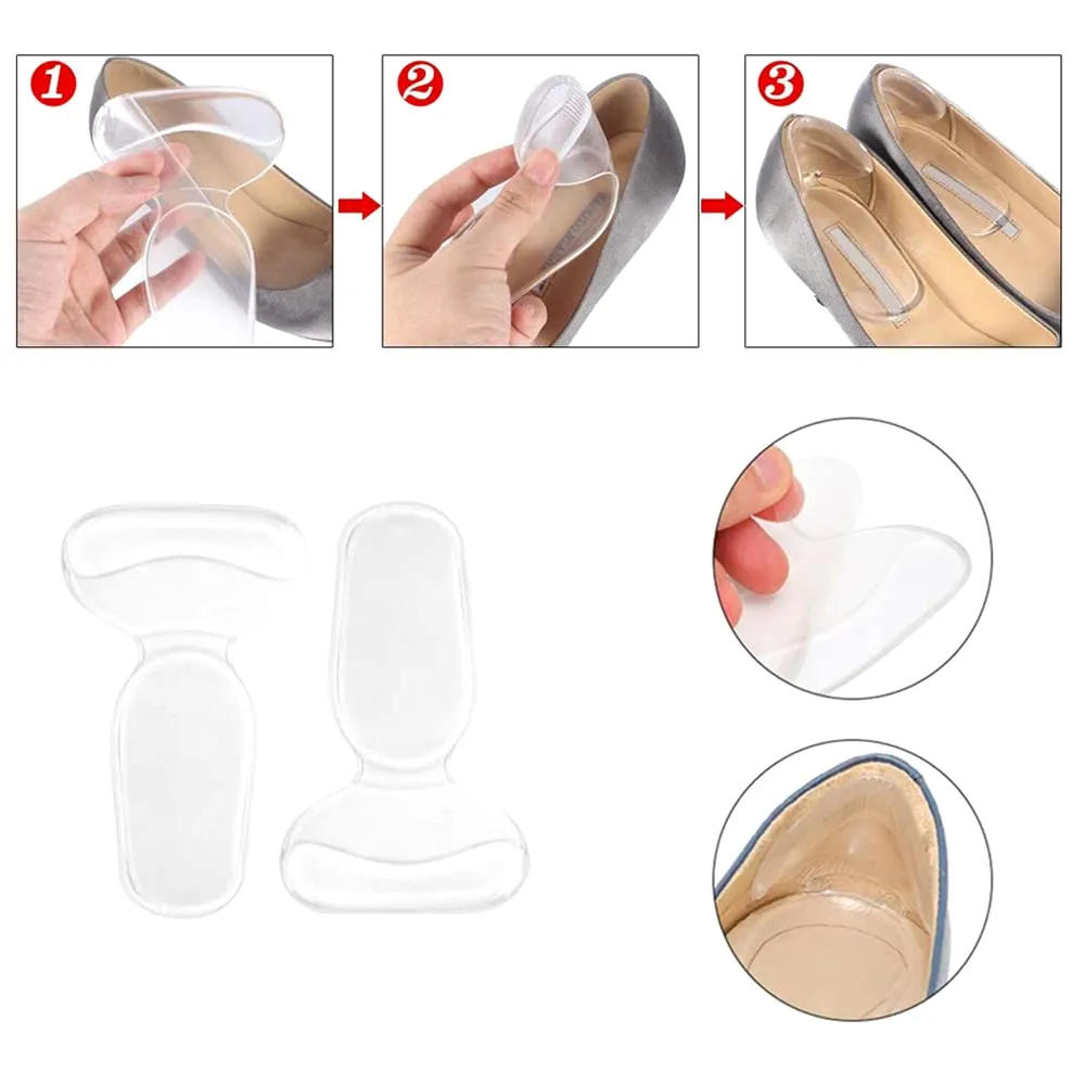 12PCS Self Adhesive Silicone Anti Slip High Heel Pads High Heel Pads Heel Inserts for Women to Prevent Blisters, Transparent