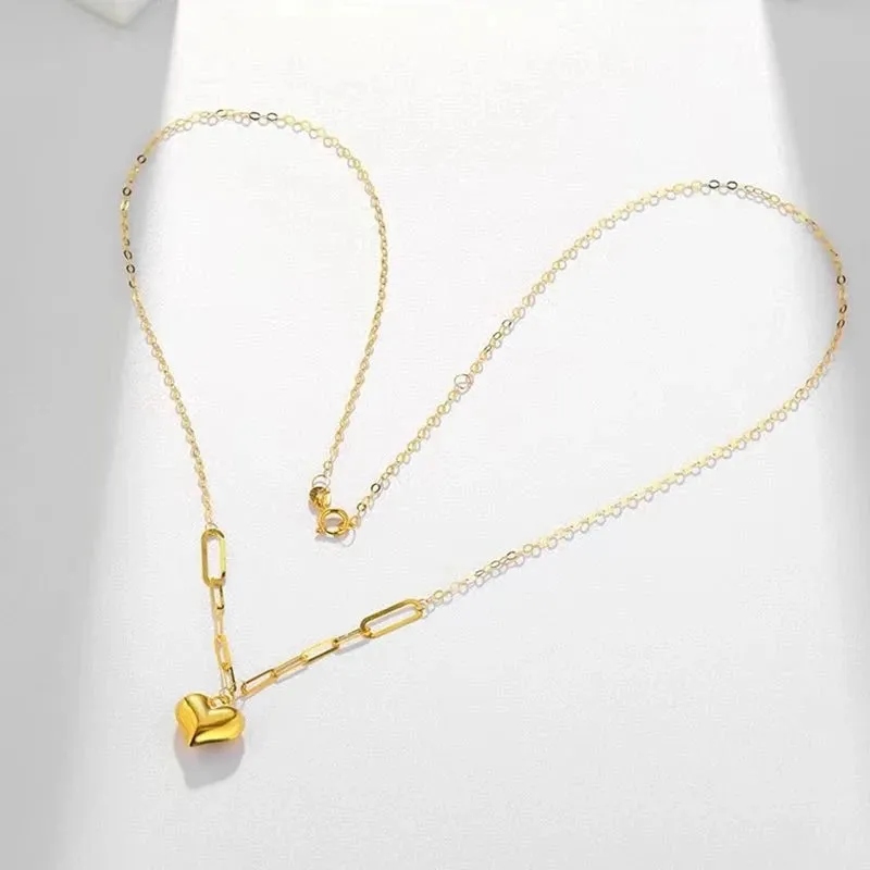 18k Yellow Gold Heart Clavicle Necklace