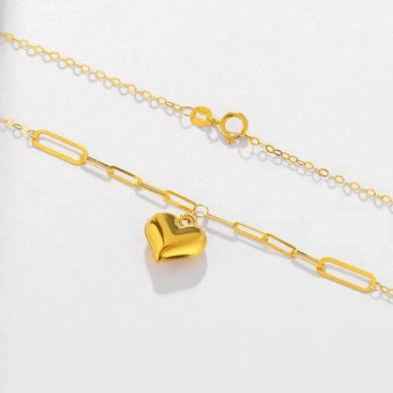 18k Yellow Gold Heart Clavicle Necklace