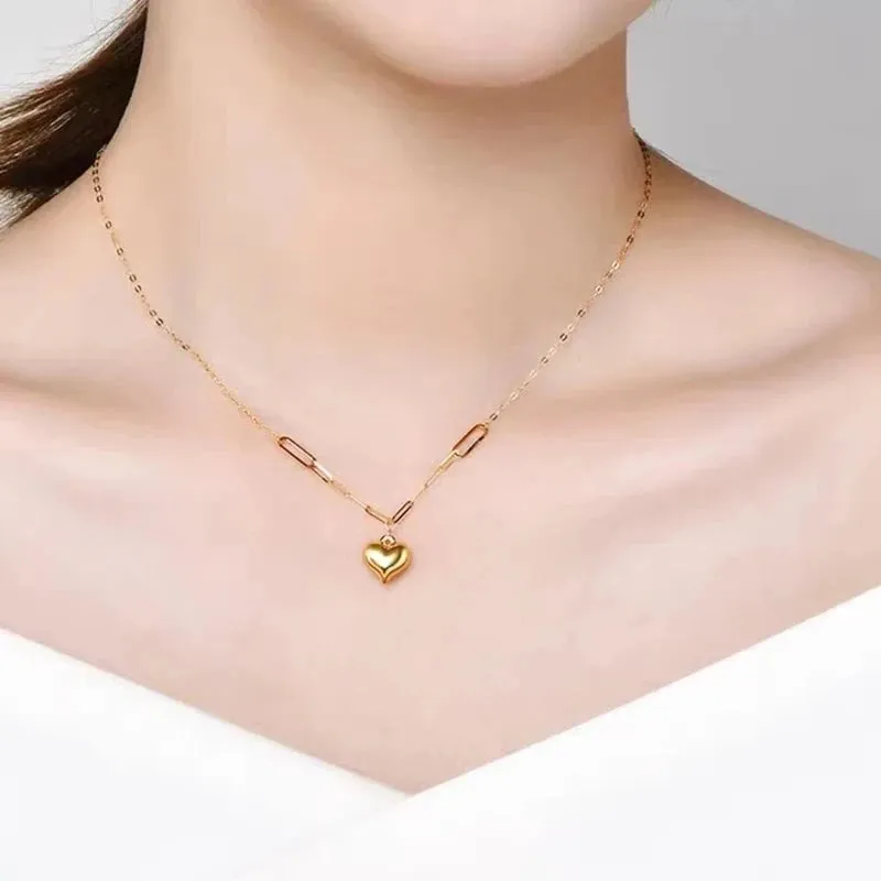 18k Yellow Gold Heart Clavicle Necklace