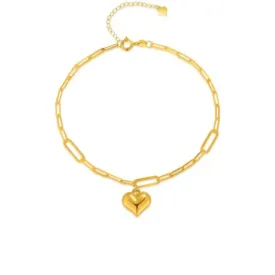 18k Yellow Gold Heart Clavicle Necklace