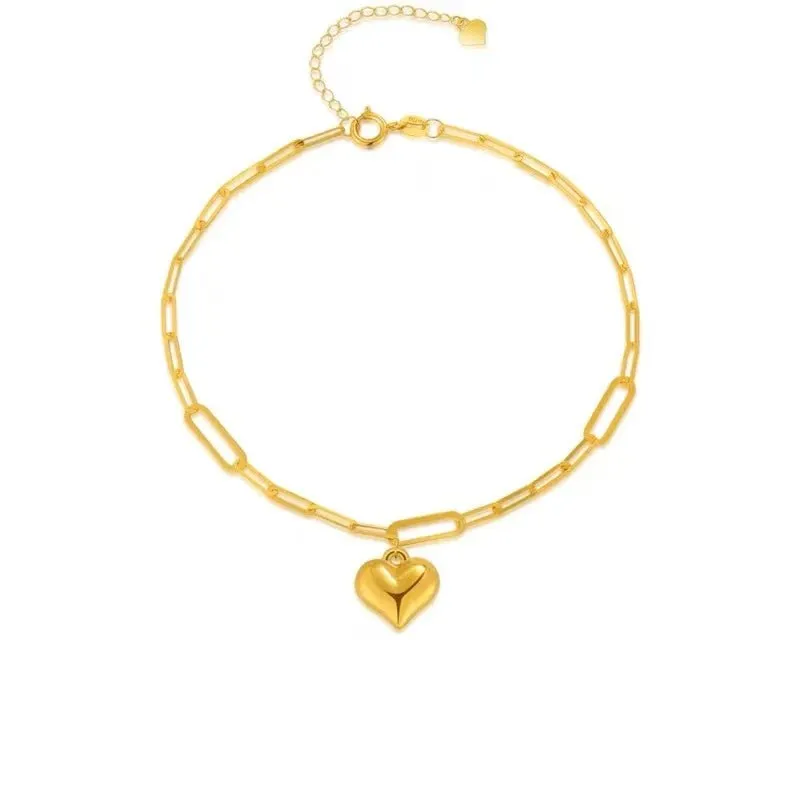 18k Yellow Gold Heart Clavicle Necklace