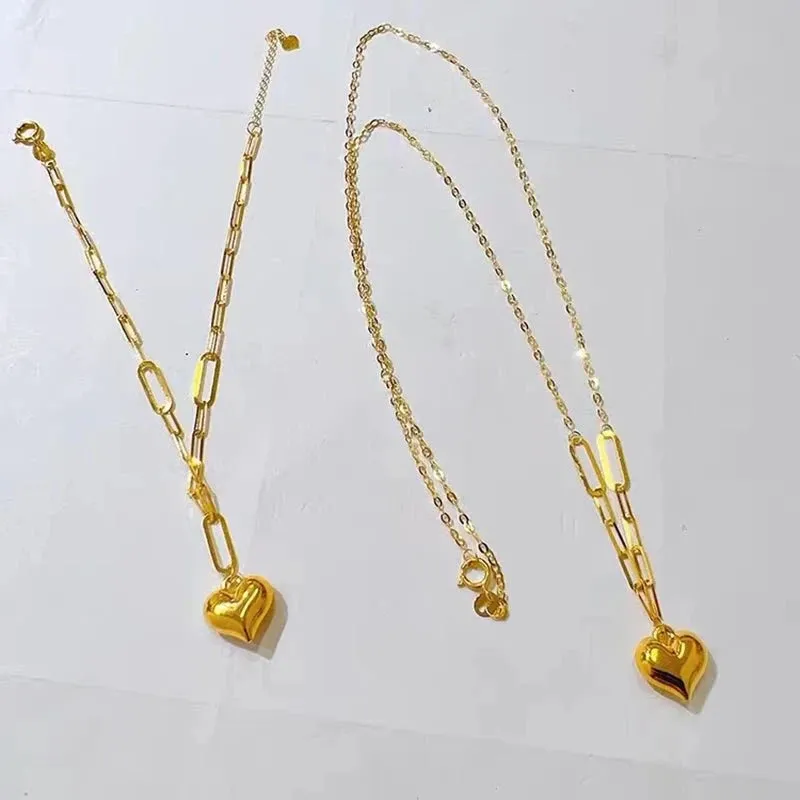 18k Yellow Gold Heart Clavicle Necklace