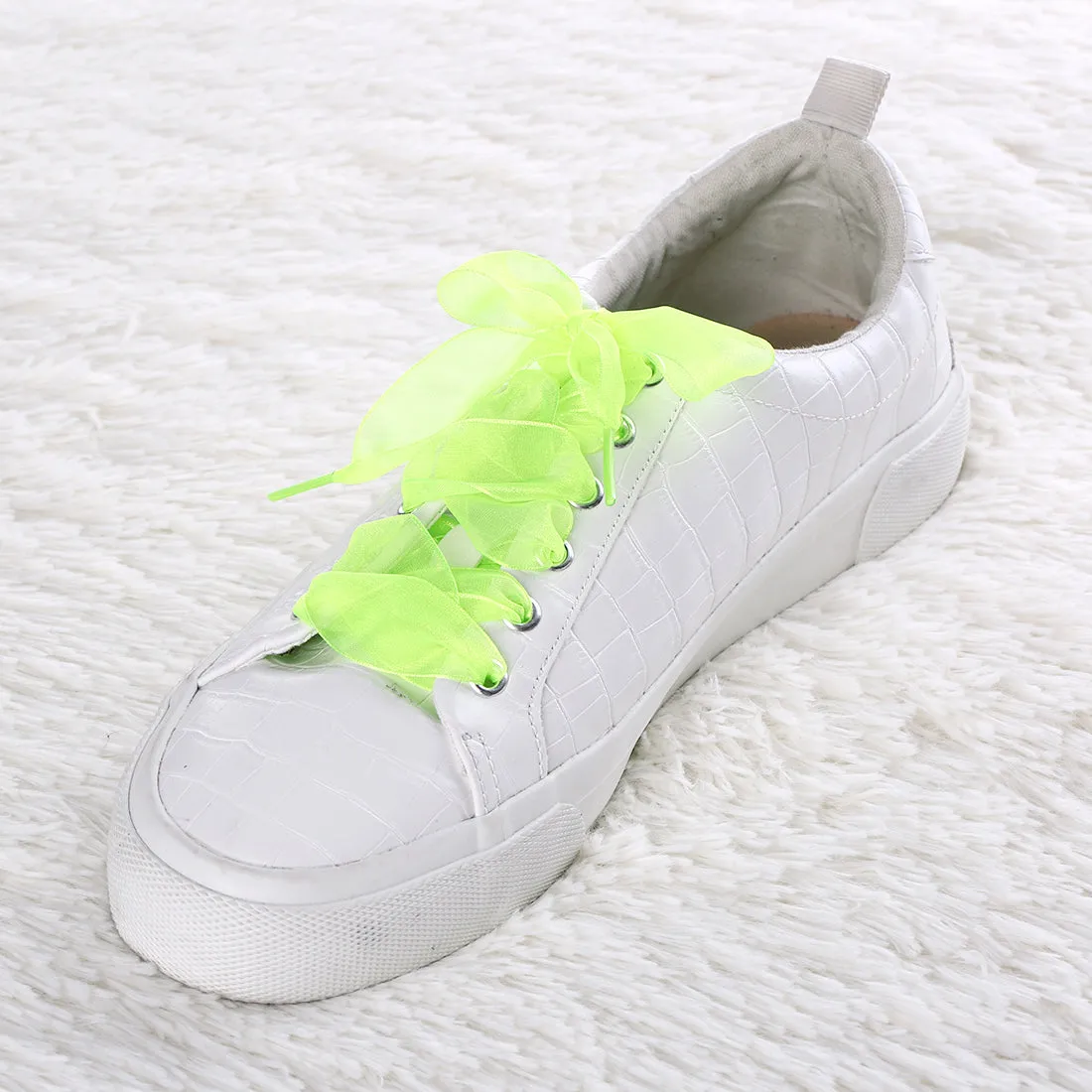 2 Pairs Flat Snow Yarn Shoelaces 2.5cm Wide Transparent Shoe Laces