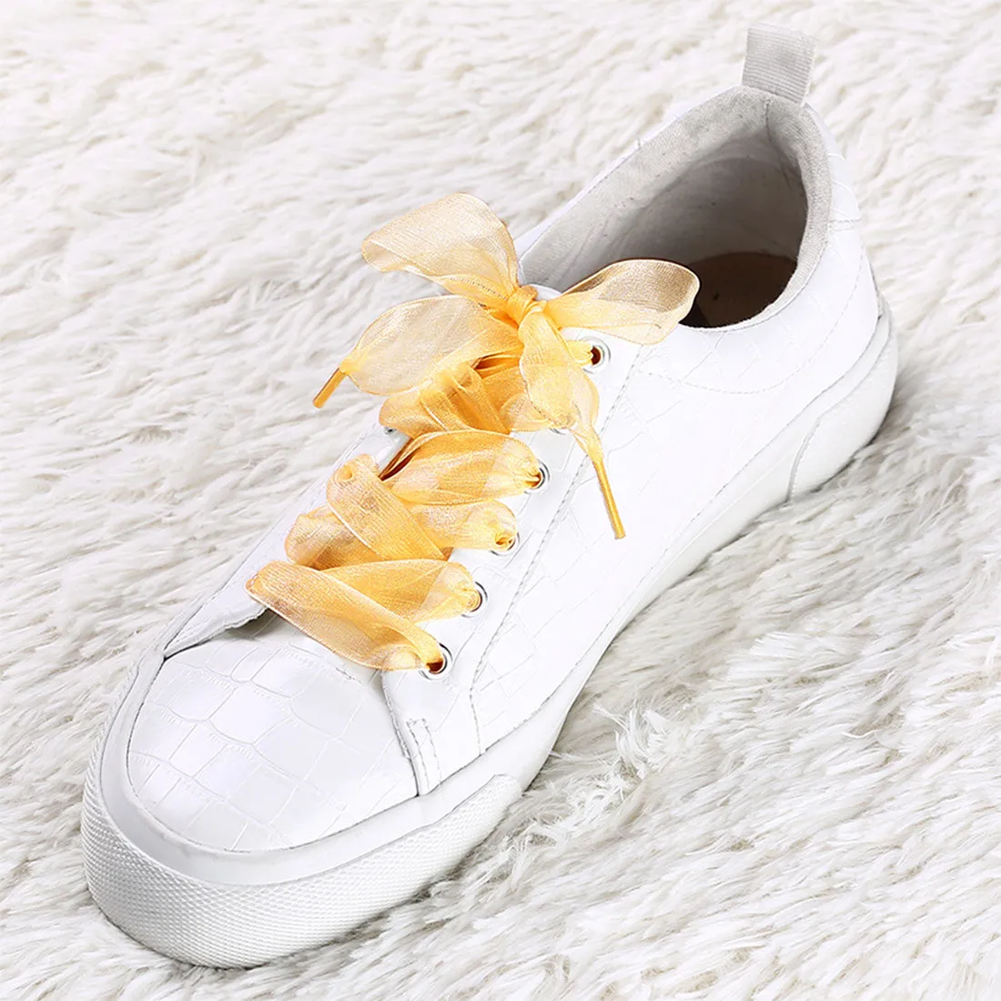 2 Pairs Flat Snow Yarn Shoelaces 2.5cm Wide Transparent Shoe Laces