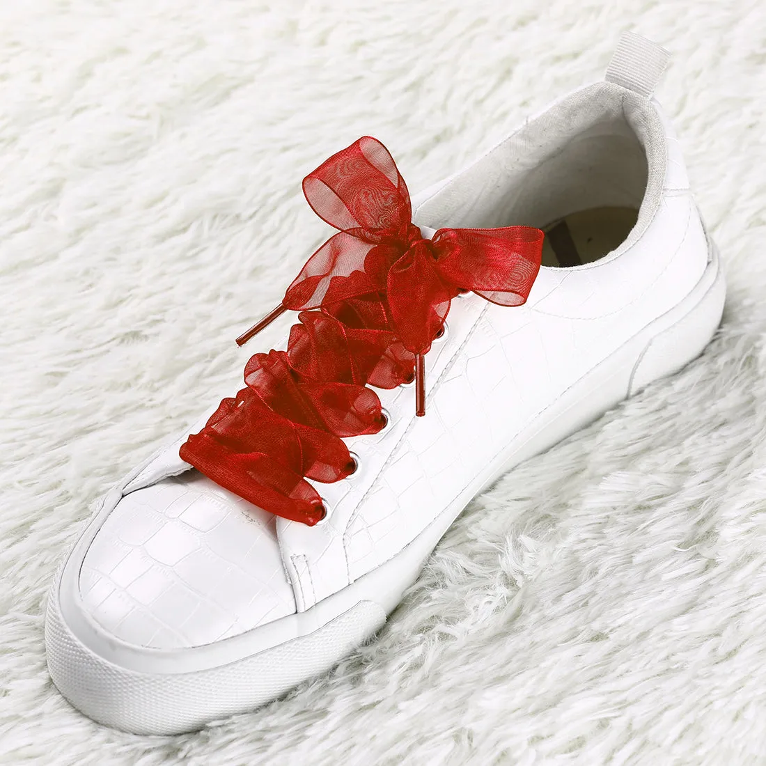 2 Pairs Flat Snow Yarn Shoelaces 2.5cm Wide Transparent Shoe Laces