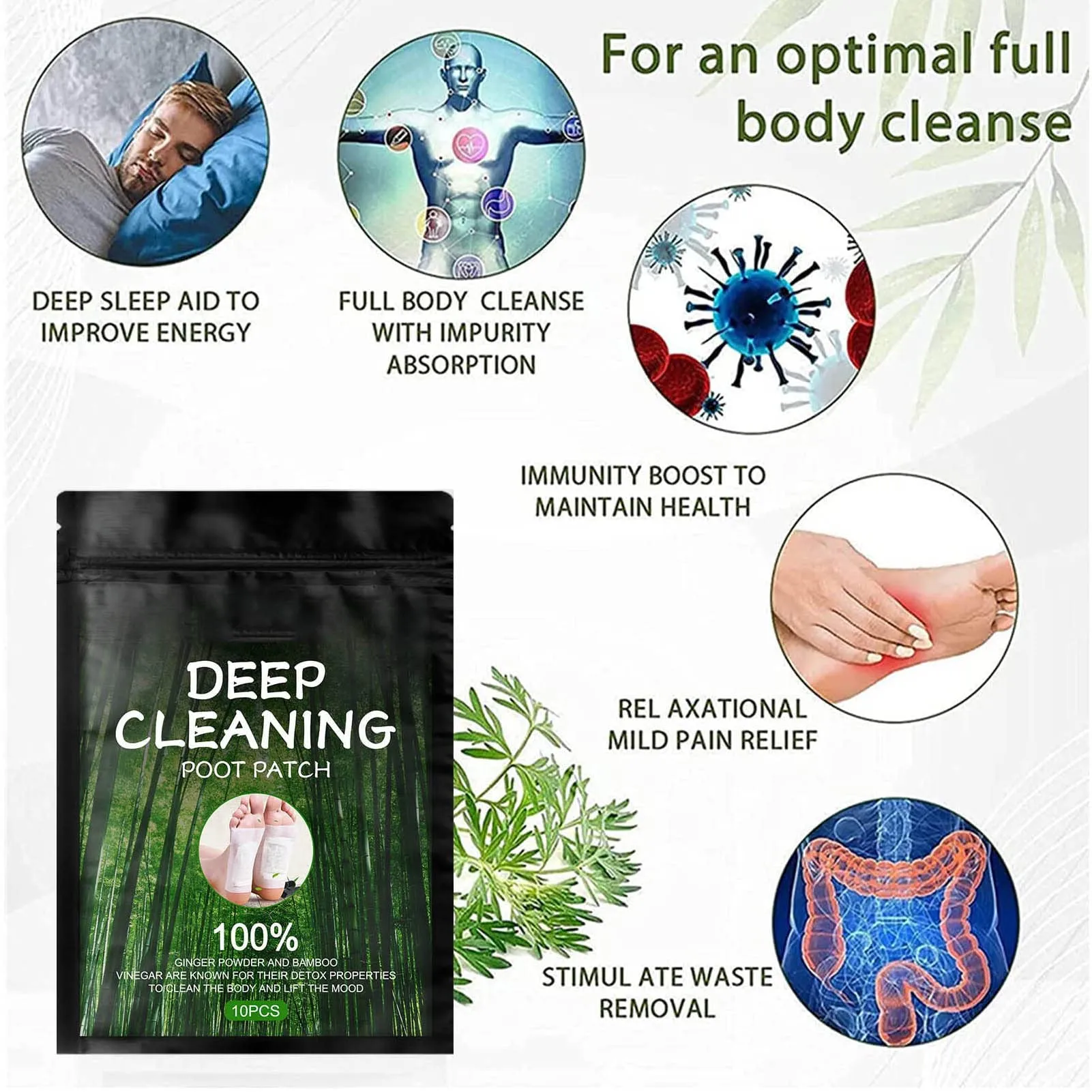 (30pcs)Detox Foot Patches, Deep Cleansing Foot Patch, Herbal Foot Patch, Natural Cleansing Foot Pads for Foot Care, Sleeping & Anti-Stress Relief