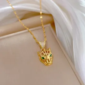 316L Stainless Steel Leopard Head Pendant Necklace For Women
