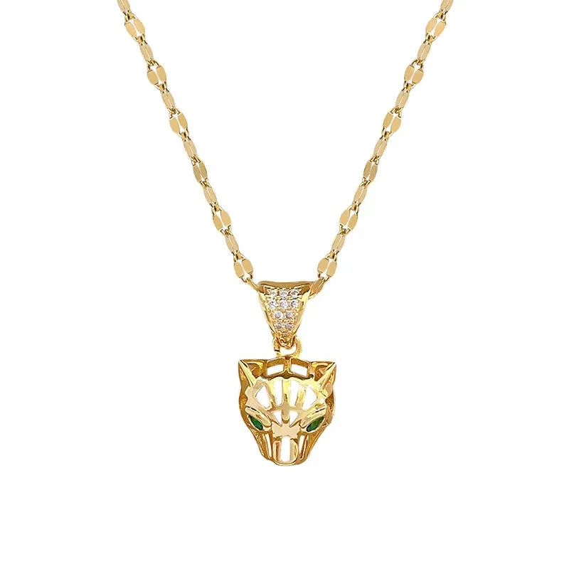 316L Stainless Steel Leopard Head Pendant Necklace For Women