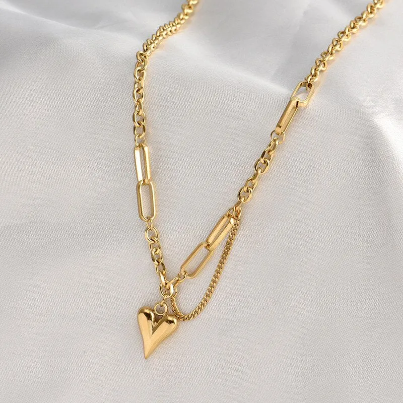 316L Stainless Steel New Love Heart Pendant Necklace