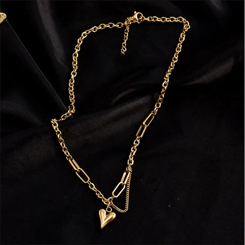 316L Stainless Steel New Love Heart Pendant Necklace