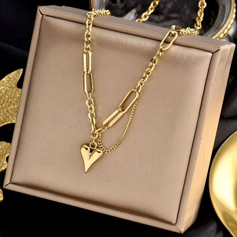 316L Stainless Steel New Love Heart Pendant Necklace