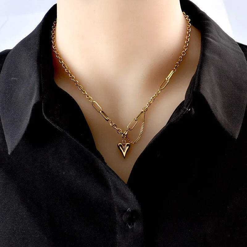 316L Stainless Steel New Love Heart Pendant Necklace