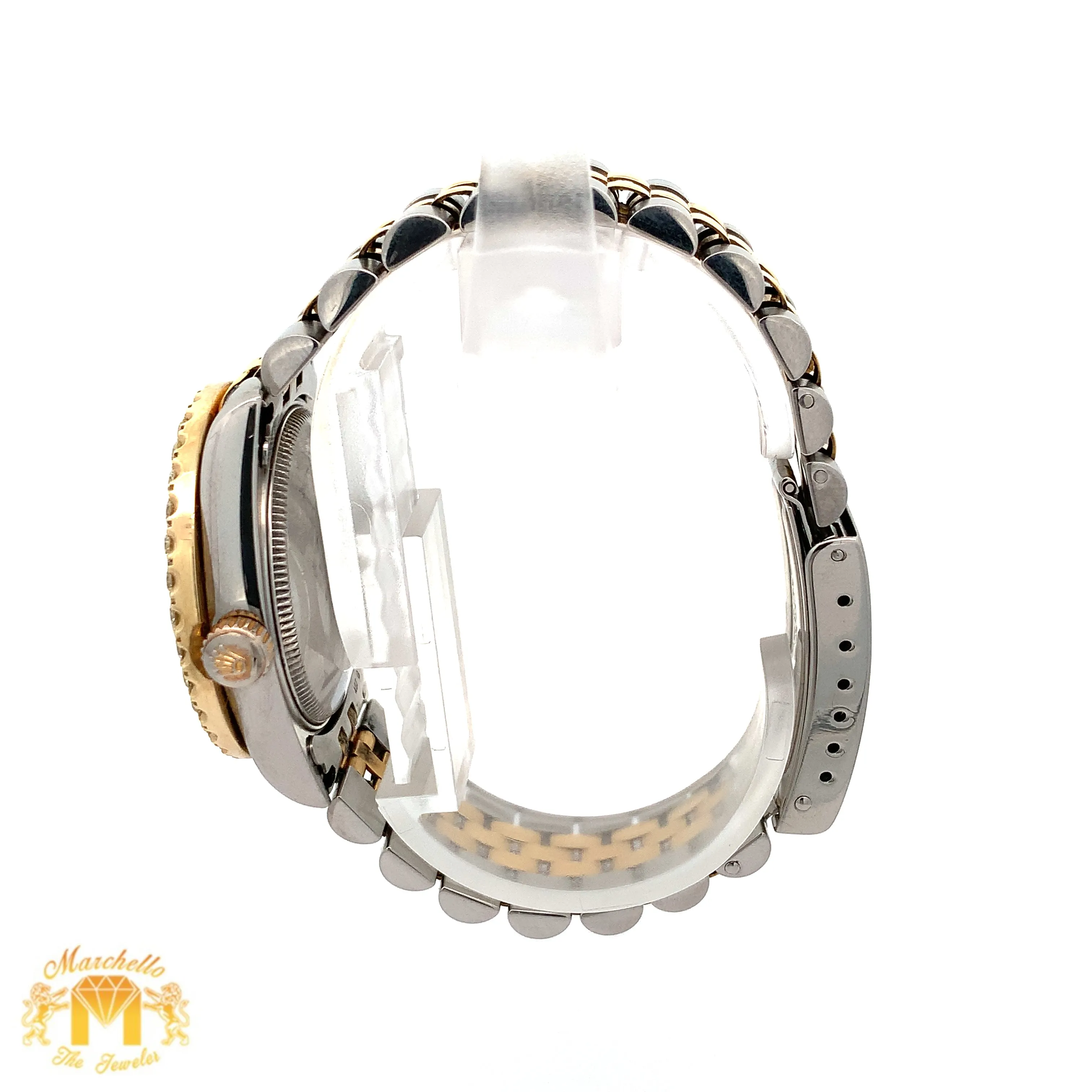 31mm Rolex Diamond Watch with Two-Tone Jubilee Bracelet (custom diamond bezel)