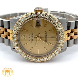31mm Rolex Diamond Watch with Two-Tone Jubilee Bracelet (custom diamond bezel)