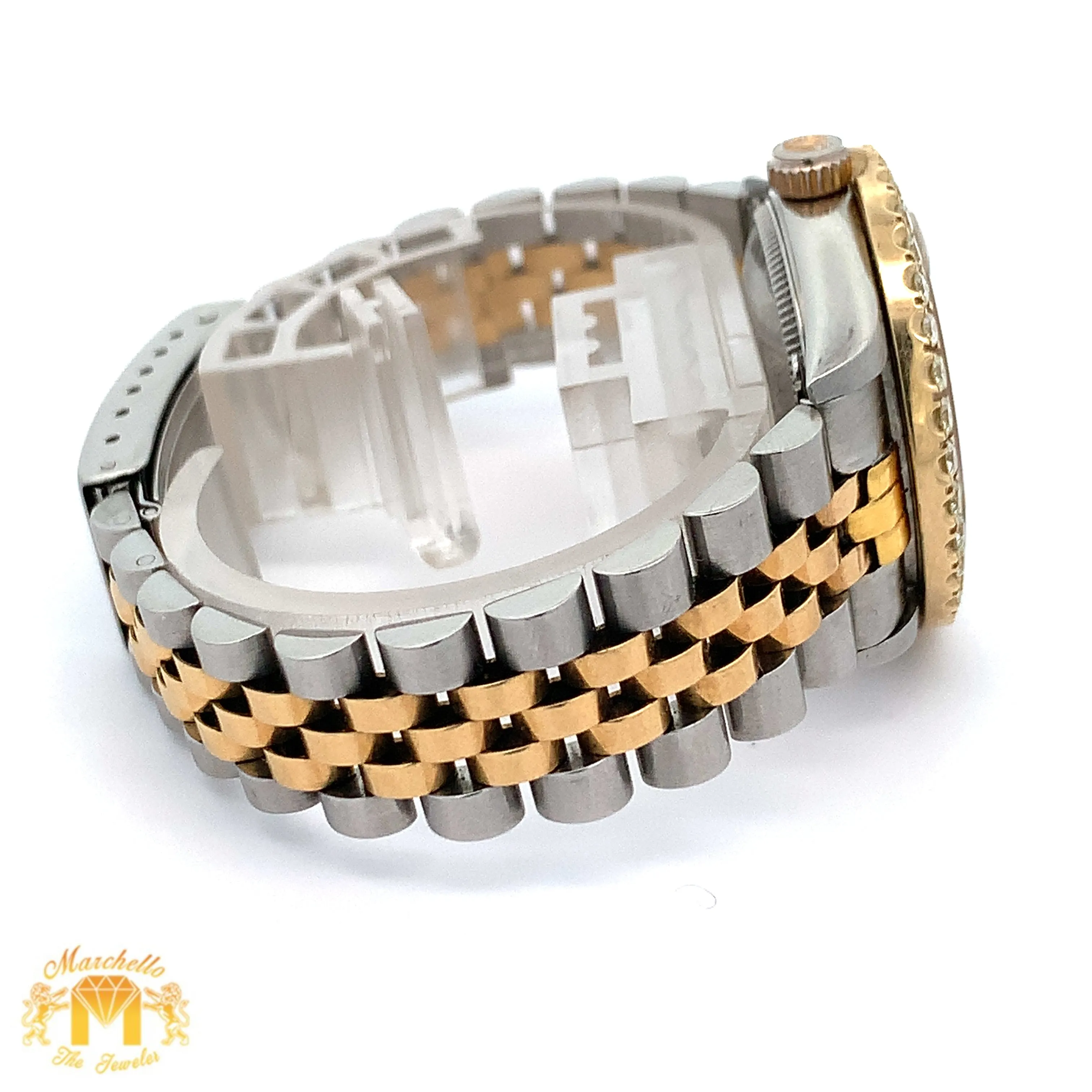 31mm Rolex Diamond Watch with Two-Tone Jubilee Bracelet (custom diamond bezel)