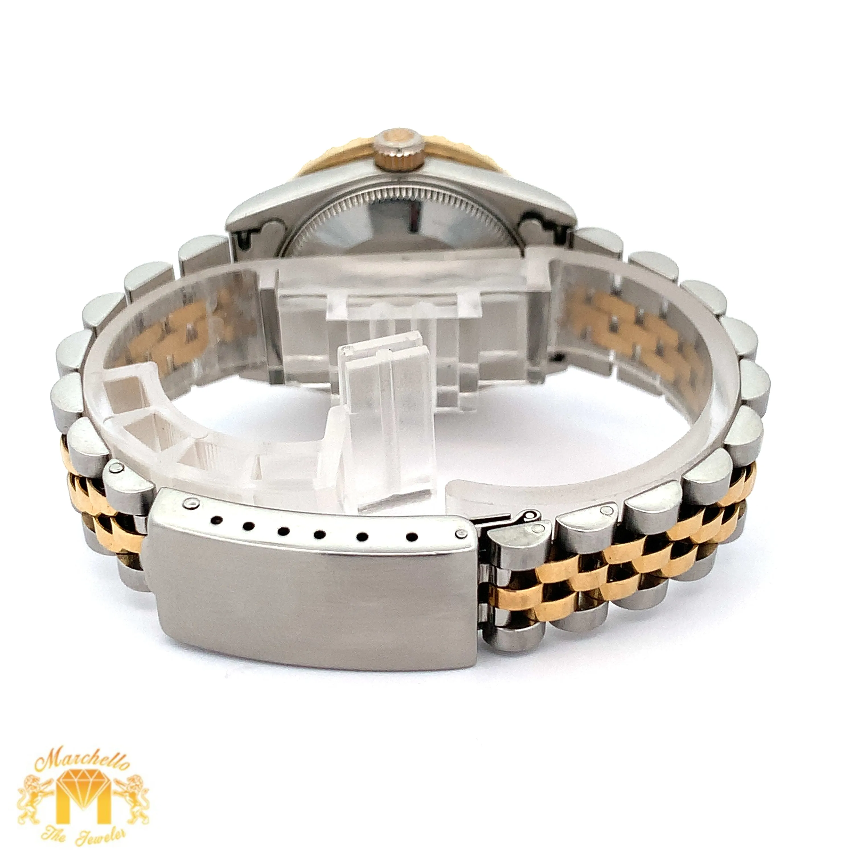 31mm Rolex Diamond Watch with Two-Tone Jubilee Bracelet (custom diamond bezel)