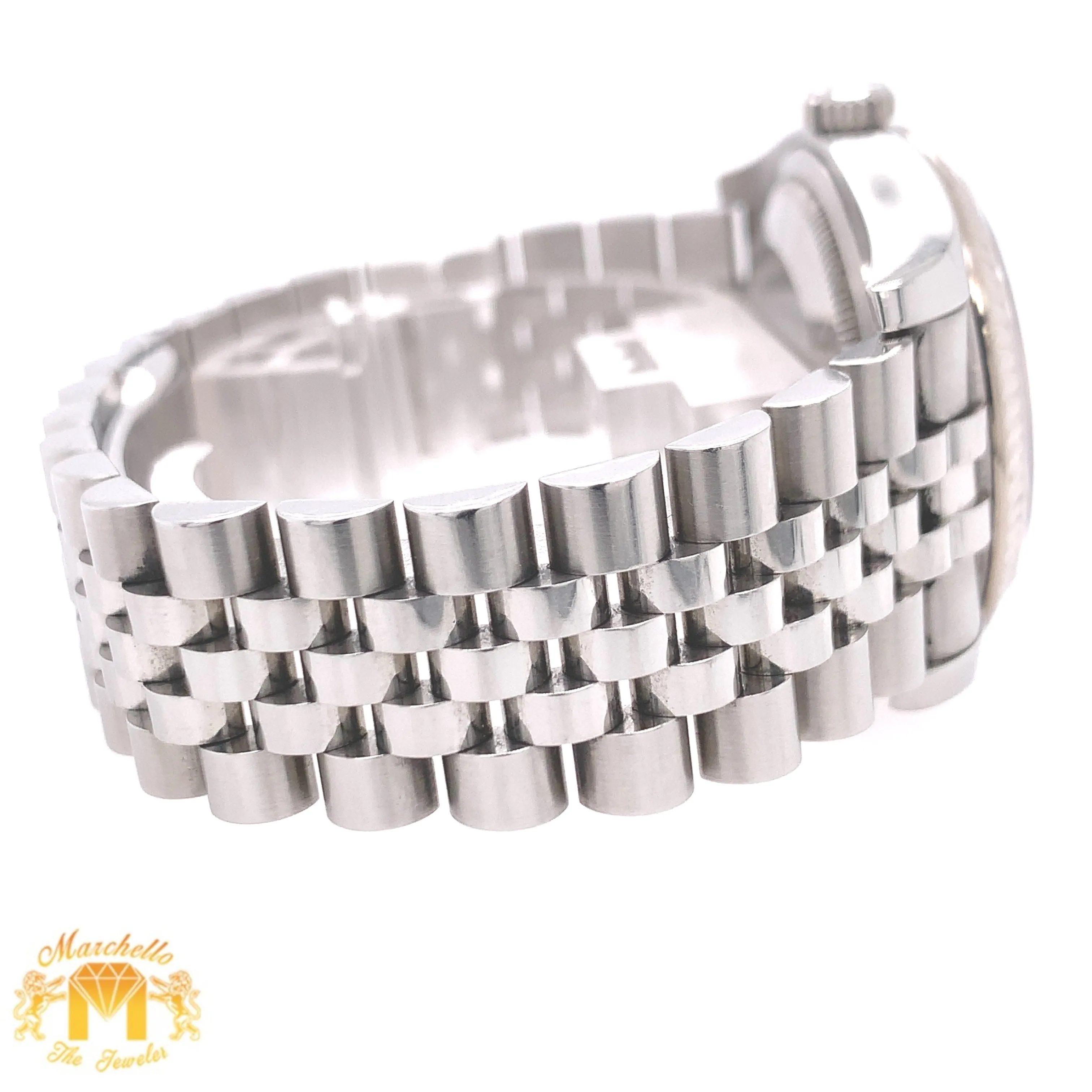 36mm Rolex Datejust Watch with Stainless Steel Jubilee Bracelet (fluted bezel, factory diamond dial, newer model)