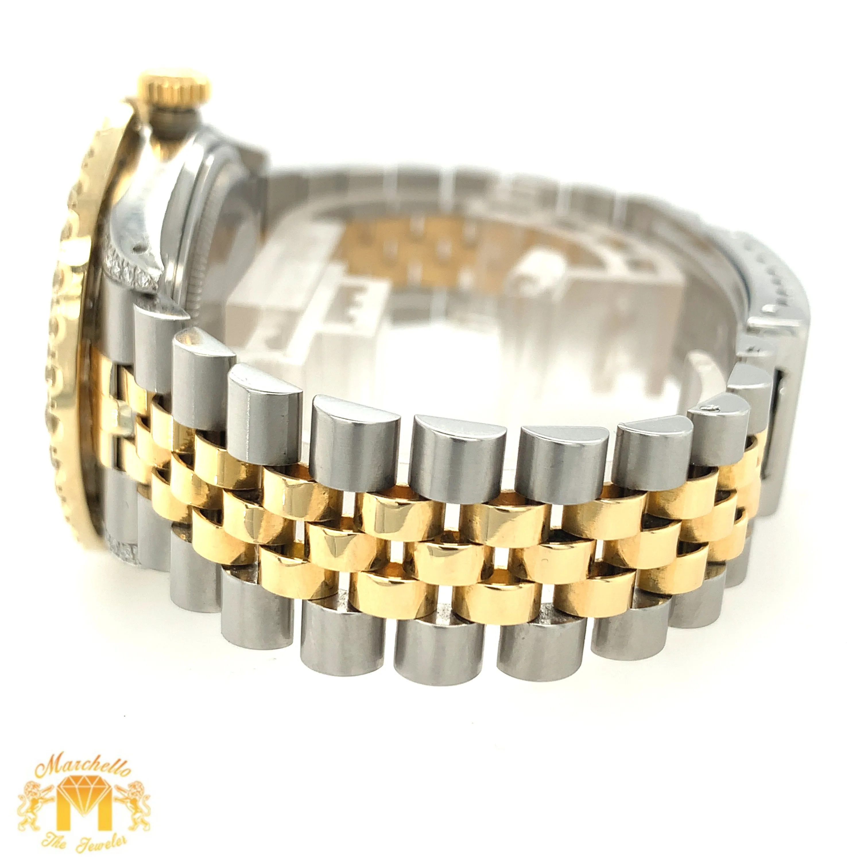 4ct Diamond 36mm Rolex Datejust Watch with Two-tone Jubilee Bracelet (dark green dial, quick-set)