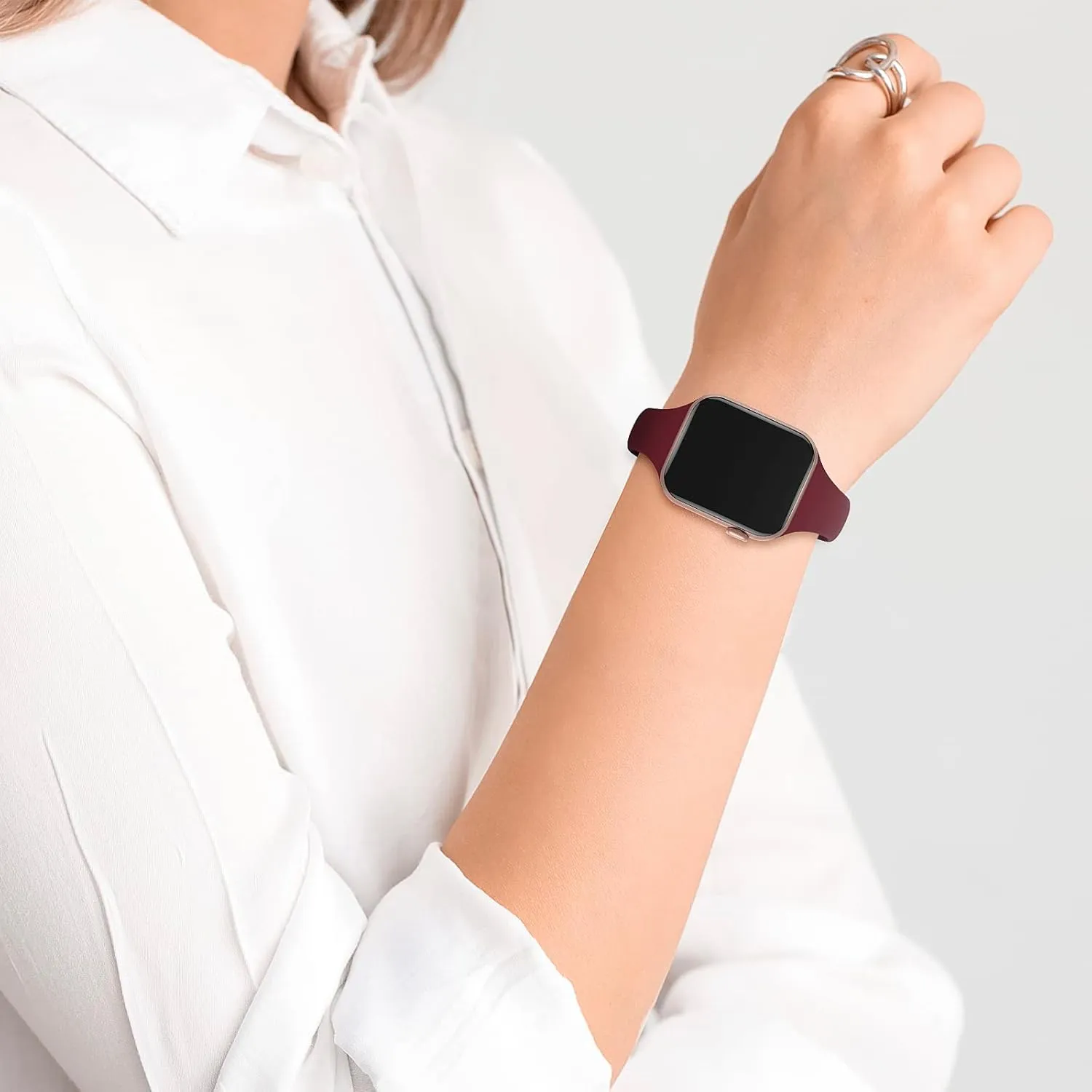 5 Pack Silicone Slim Bands Compatible with Apple Watch Band 38mm 42mm 40mm 44mm 41mm 45mm 46mm 49mm, Soft Narrow Sport Strap Thin Wristband for iWatch Series 10/9/8/7/SE/6/5/4/3/2/1/Ultra Women Men