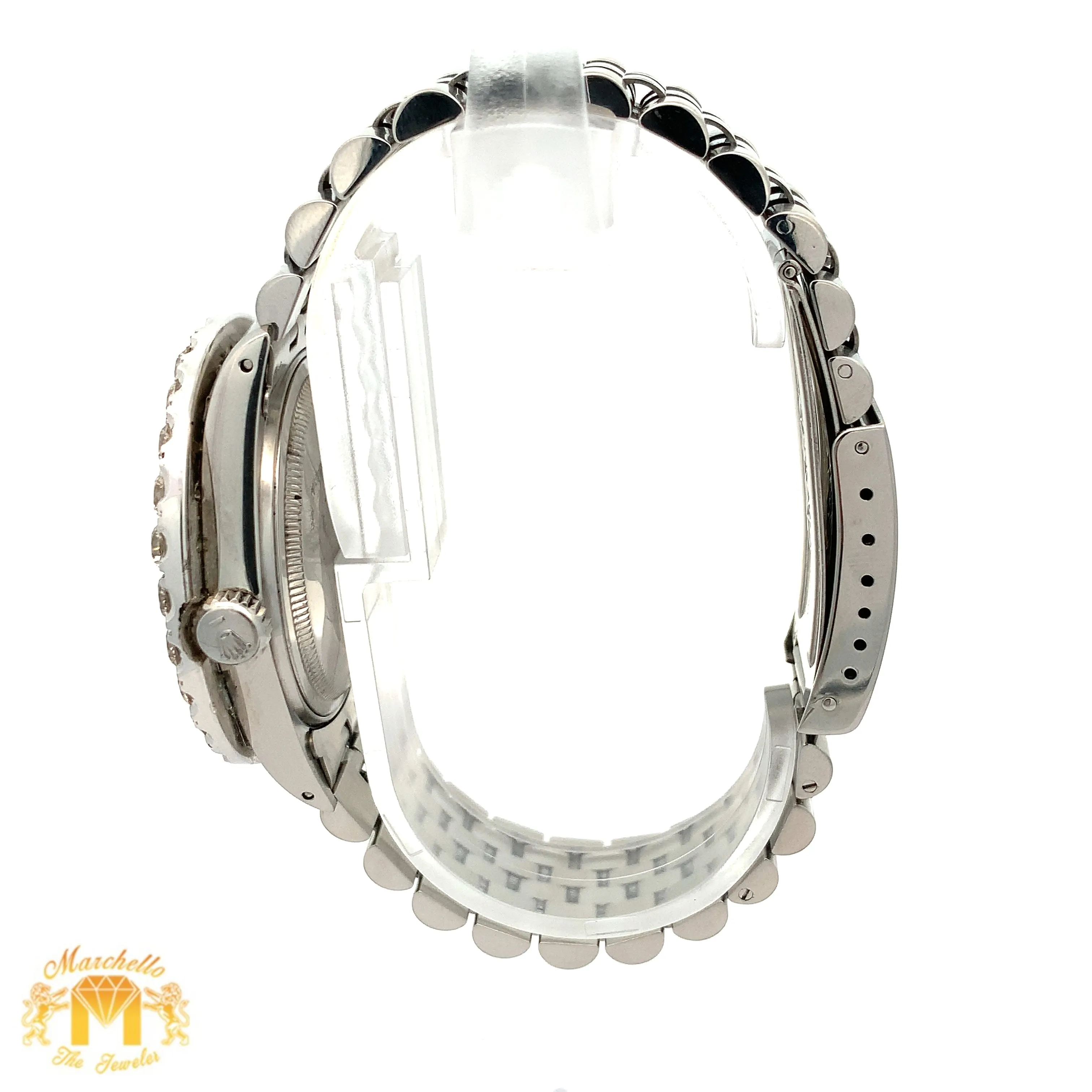 7.40ct Diamond 36mm Rolex Watch with Stainless Steel Jubilee Bracelet (large diamond bezel and diamond dial)