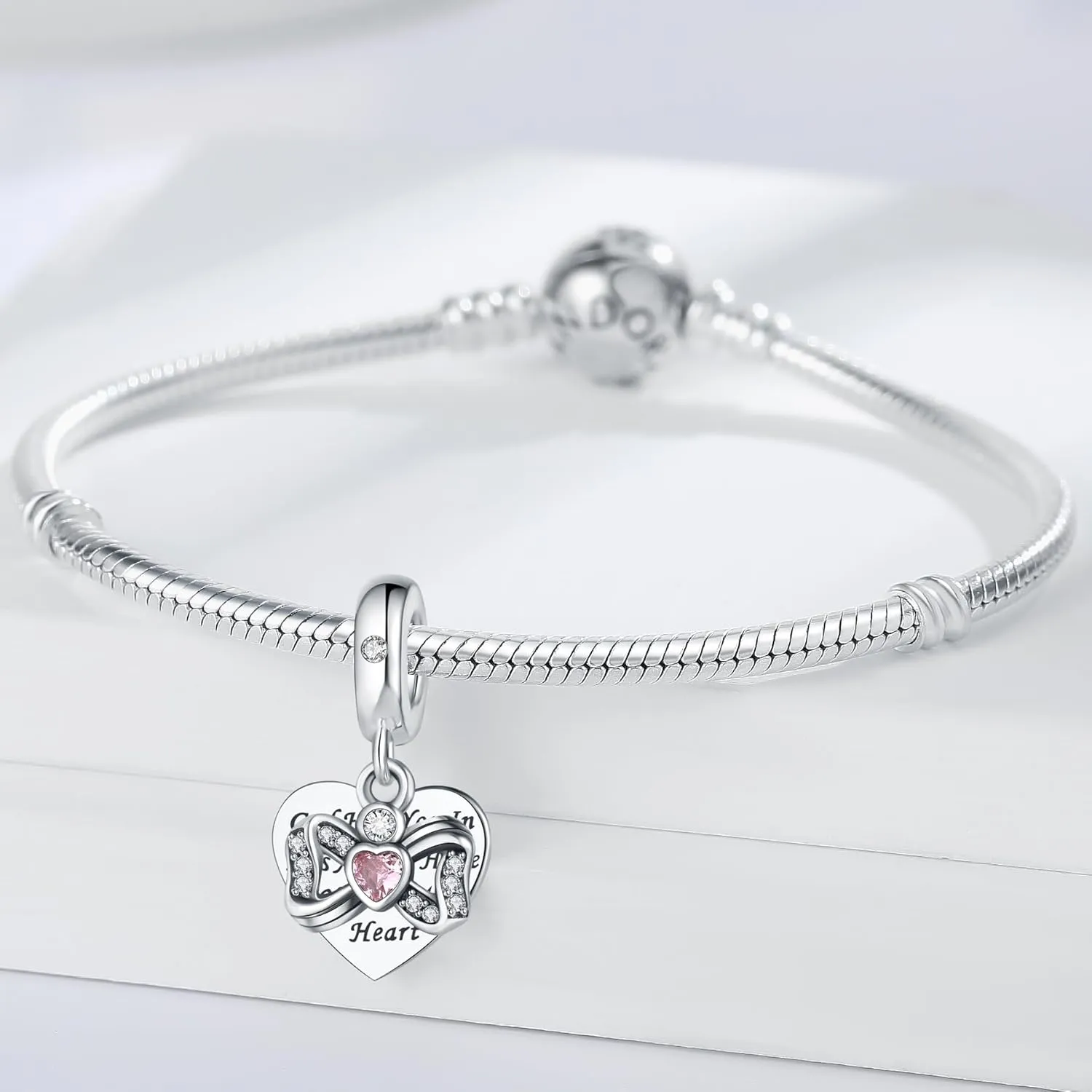 925 Sterling Silver Charms Fit Pandora Charms Bracelet God Has You In His Arms I Have You In My Heart Fit Wife Daughter Mother's Day Christmas Birthday Gift