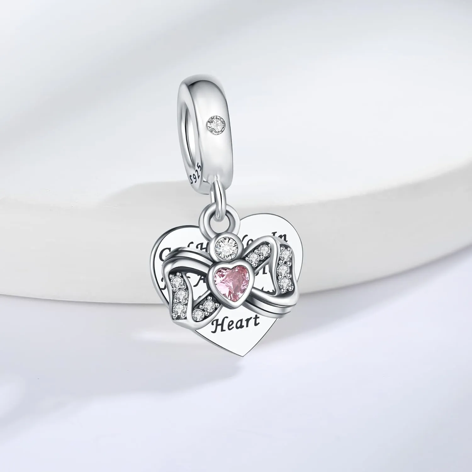 925 Sterling Silver Charms Fit Pandora Charms Bracelet God Has You In His Arms I Have You In My Heart Fit Wife Daughter Mother's Day Christmas Birthday Gift