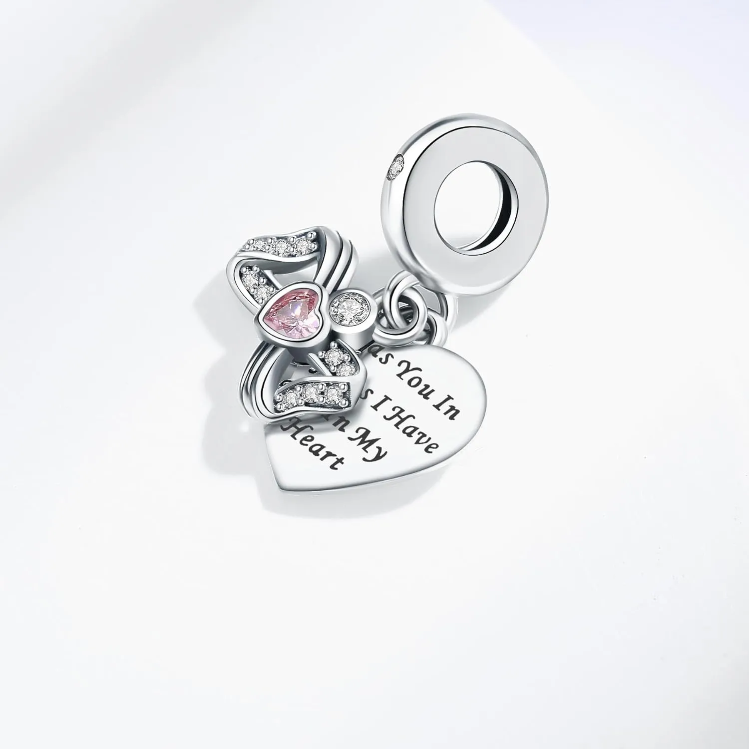 925 Sterling Silver Charms Fit Pandora Charms Bracelet God Has You In His Arms I Have You In My Heart Fit Wife Daughter Mother's Day Christmas Birthday Gift