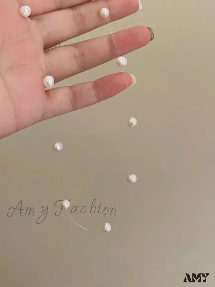 Amy Fashion - Pearl Necklace Commuter Dating Clavicle Chain