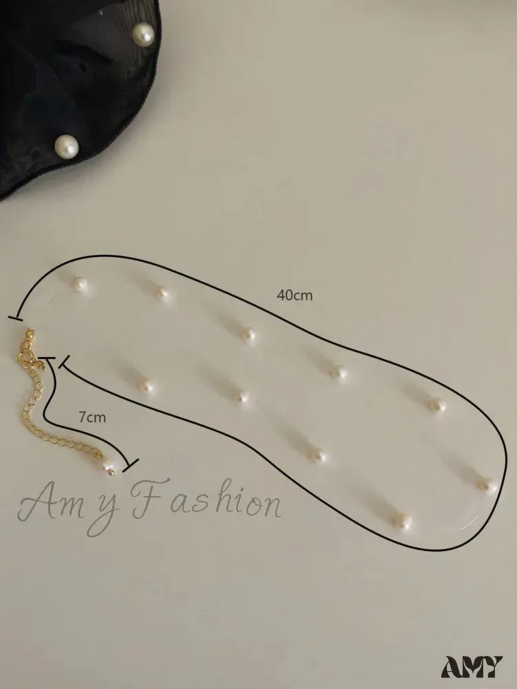 Amy Fashion - Pearl Necklace Commuter Dating Clavicle Chain