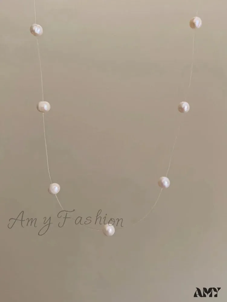 Amy Fashion - Pearl Necklace Commuter Dating Clavicle Chain