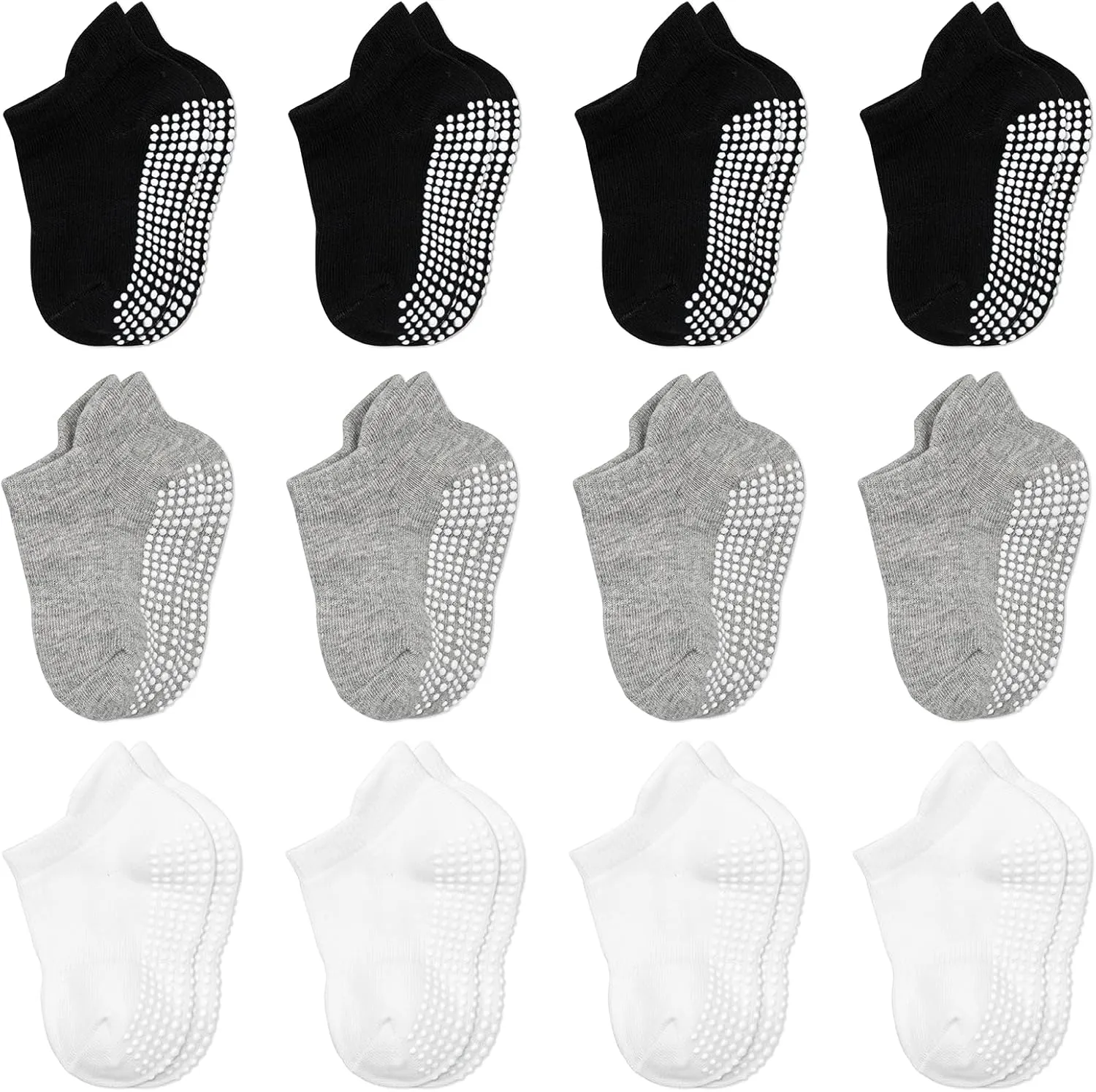 Baby Socks - Non Slip Ankle Socks with Non Skid Soles, 12 Pack for 6-12 Months & 1-3 Years