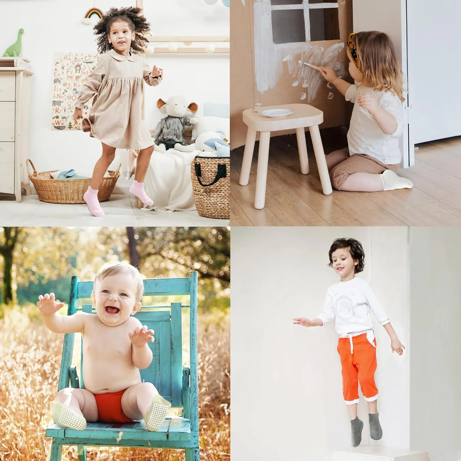 Baby Socks - Non Slip Ankle Socks with Non Skid Soles, 12 Pack for 6-12 Months & 1-3 Years