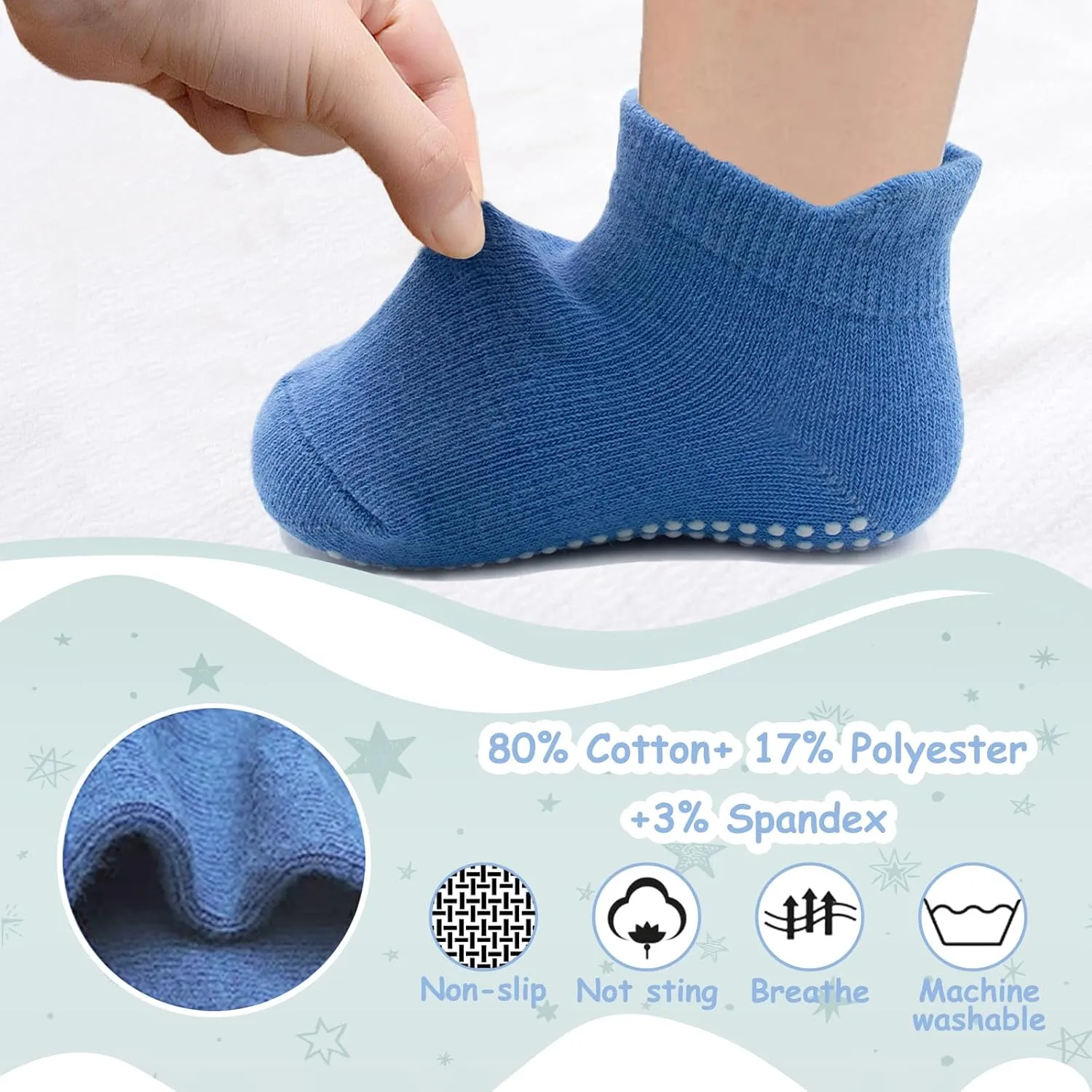Baby Socks - Non Slip Ankle Socks with Non Skid Soles, 12 Pack for 6-12 Months & 1-3 Years