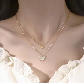 BerriesJam - Double Butterfly Clavicle Chain Necklace