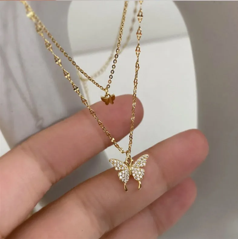 BerriesJam - Double Butterfly Clavicle Chain Necklace
