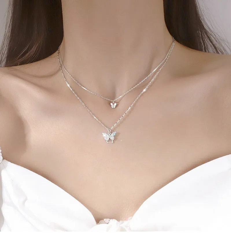 BerriesJam - Double Butterfly Clavicle Chain Necklace