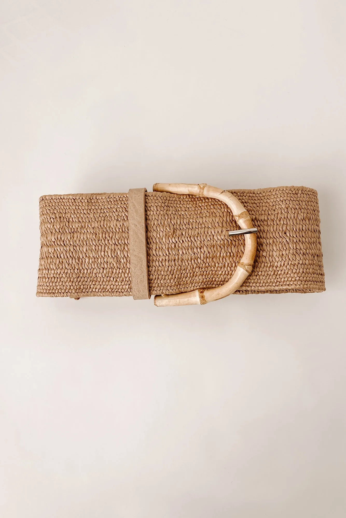 Better In Barbados Elastic Woven Bamboo Buckled Belt (Khaki)