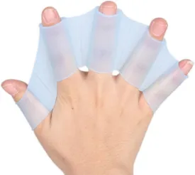 Blue Silicone Swim Gear Fins Hand Webbed Flippers Training Glove Fingers Hand Palm Webbed Flippers Training Gloves Water ResistanceSwimming Aquatic Gloves