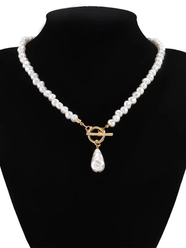 Blue Zone Planet |  Baroque shaped pearl necklace creative irregular chain clavicle necklace