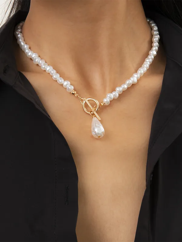 Blue Zone Planet |  Baroque shaped pearl necklace creative irregular chain clavicle necklace
