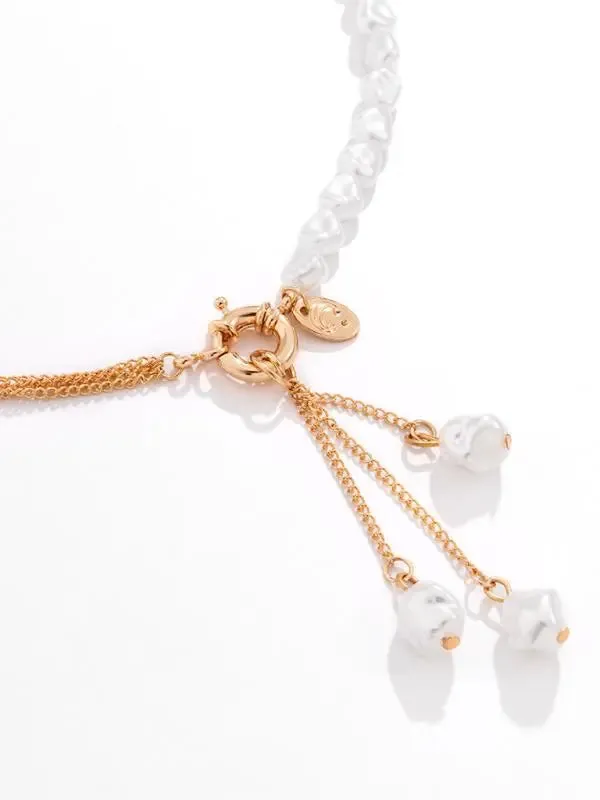 Blue Zone Planet |  Baroque shaped pearl necklace creative irregular chain clavicle necklace