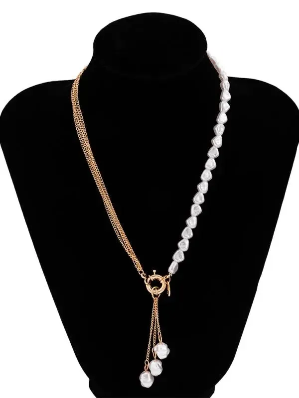 Blue Zone Planet |  Baroque shaped pearl necklace creative irregular chain clavicle necklace
