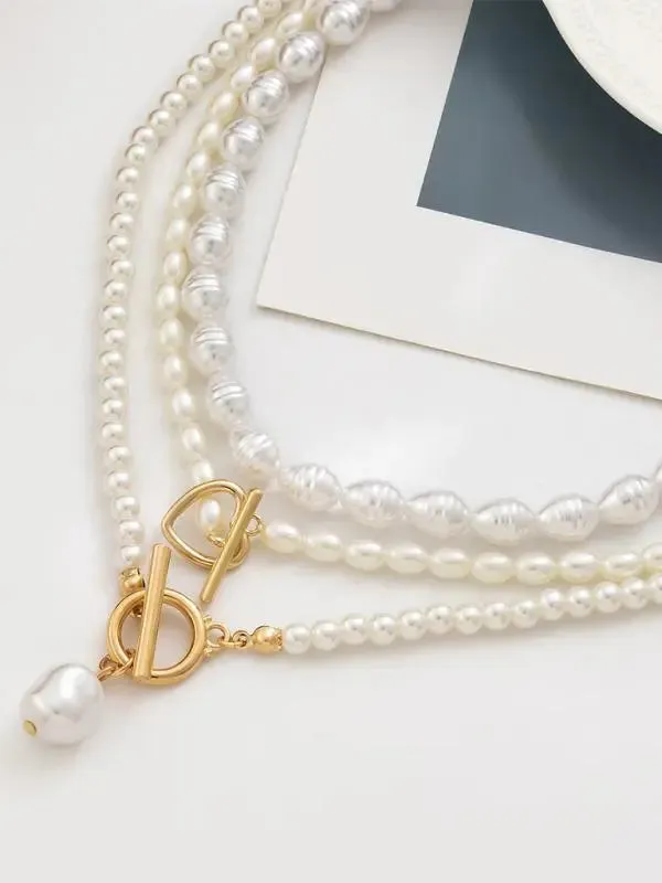 Blue Zone Planet |  Baroque shaped pearl necklace creative irregular chain clavicle necklace